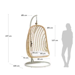 Kave Home Hangstoel Ekaterina Naturel met Lichtgrijs Onderstel