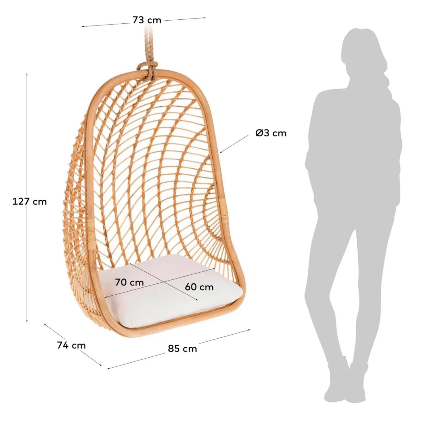 Kave Home Hangstoel Ekaterina Rotan