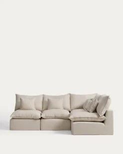 Kave Home Hoekbank Anarela 4-Zits Linnen Beige