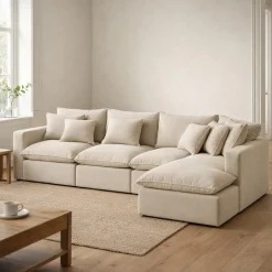 Kave Home Hoekbank Anarela 6-Zits Linnen Beige