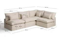Kave Home Hoekbank Anarela 6-Zits Linnen Beige