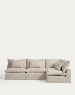Kave Home Hoekbank Anarela 6-Zits Linnen Beige