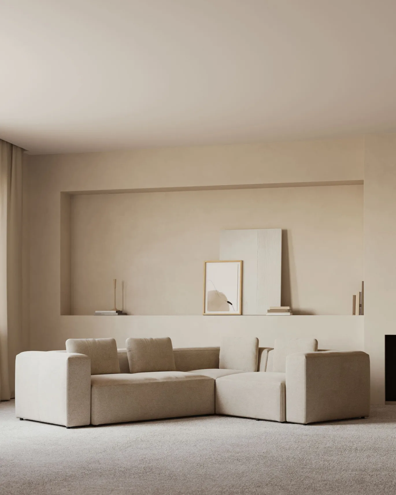Kave Home Hoekbank Blok Beige Ecru 3-zits 290x230cm