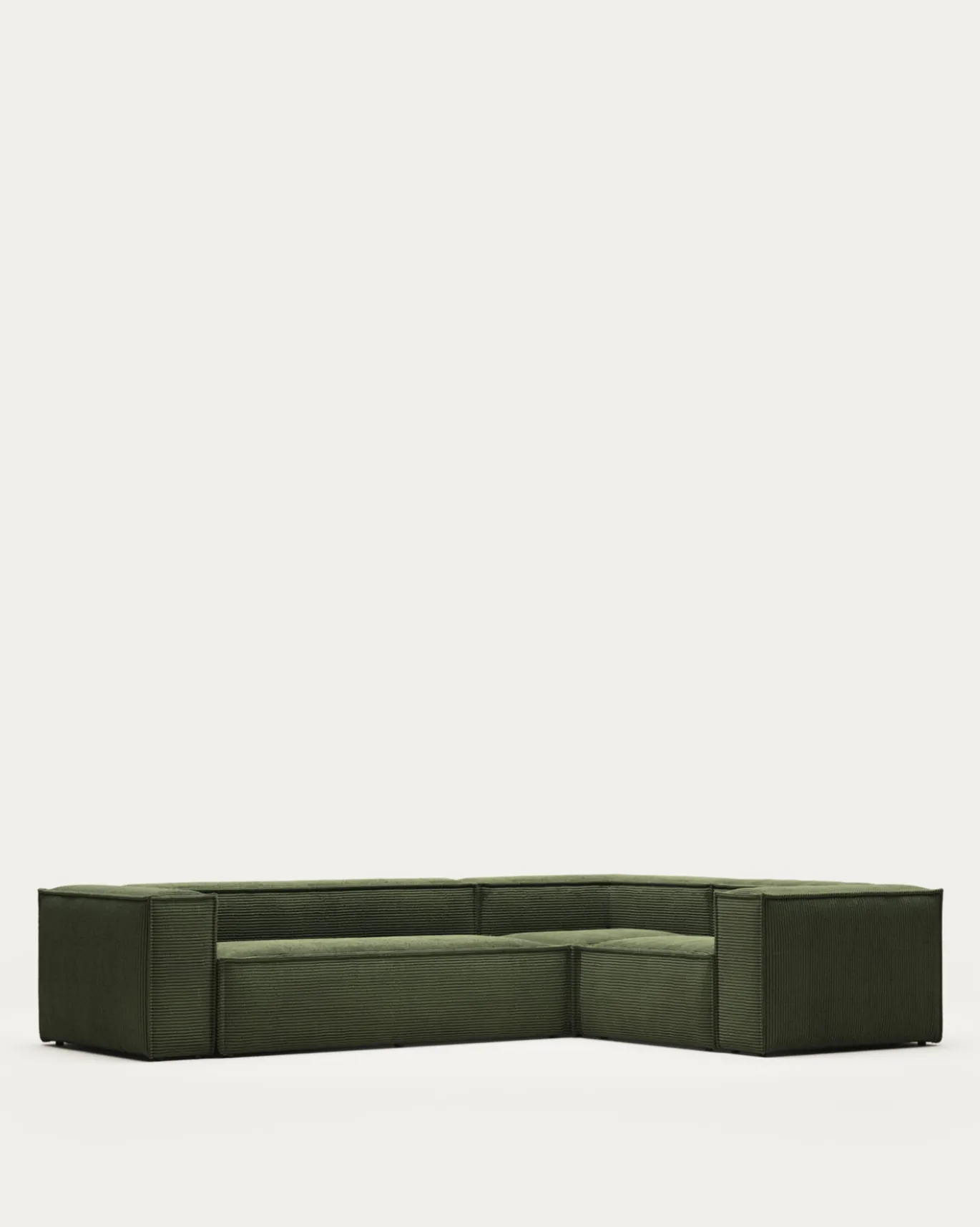 Kave Home Hoekbank Blok 4-Zits Groen Ribstof 320x230cm