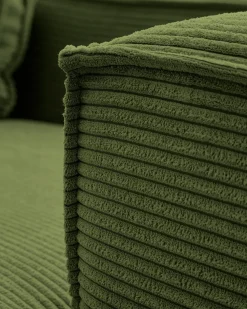 Kave Home Hoekbank Blok 4-Zits Groen Ribstof 320x230cm