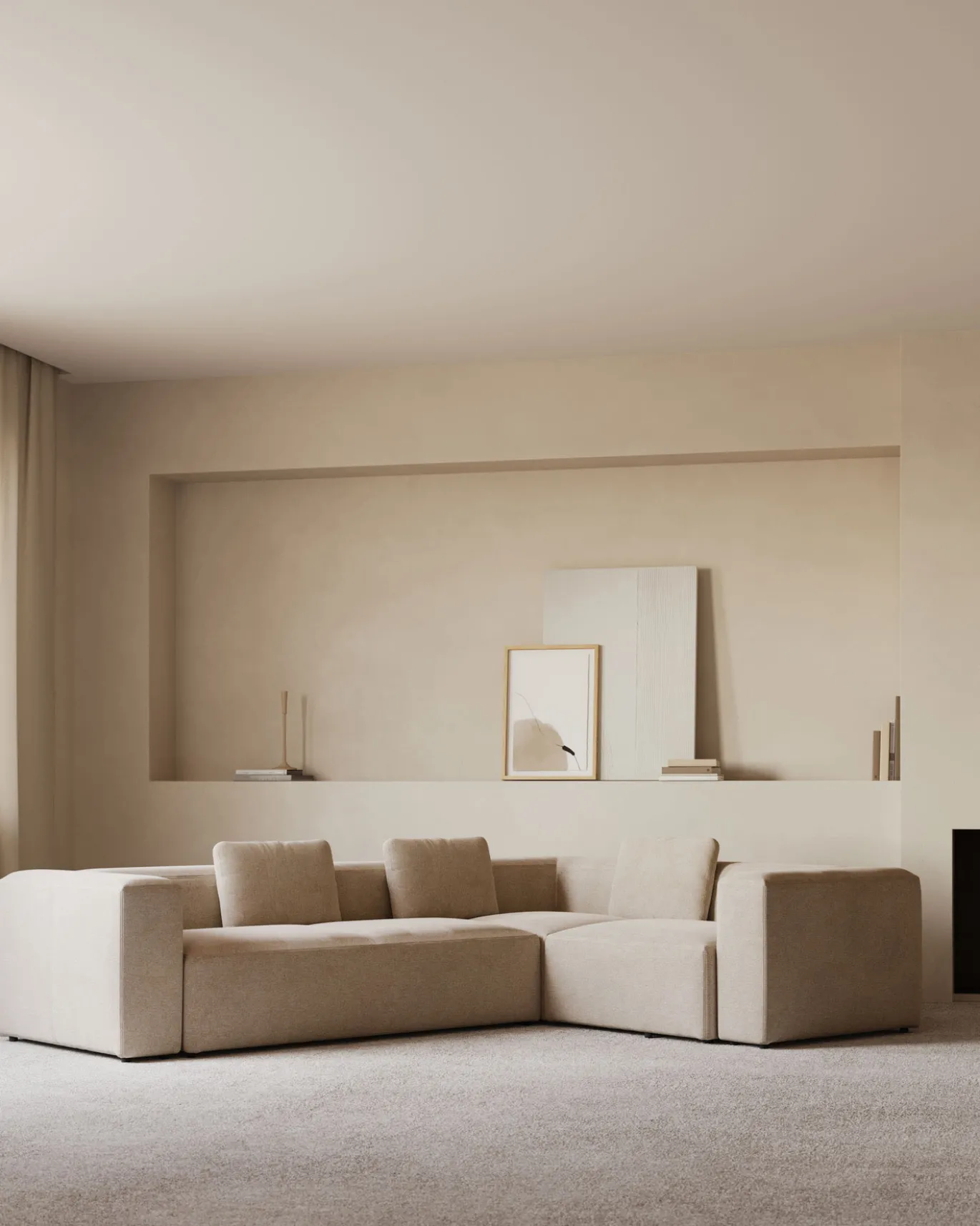 Kave Home Hoekbank 4-zits Blok Beige Ecru 320x230cm
