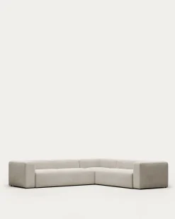 Kave Home Hoekbank 5-zits Blok Beige Ecru 320x290cm
