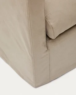 Kave Home Hoes Voor Fauteuil Nora Taupe Linnen en Katoen 92cm