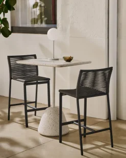 Kave Home Hoge Bartafel Saura Wit Terrazzo Blad 99x70x70cm