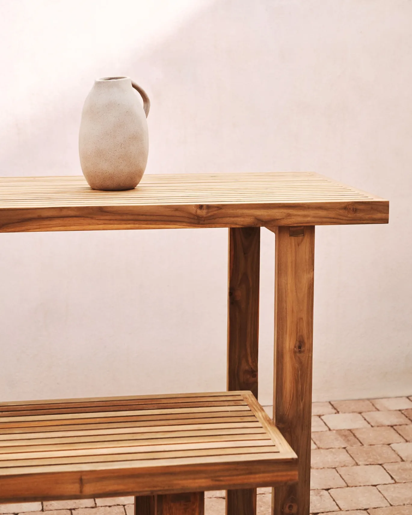 Kave Home Hoge Tafel Canadell Outdoor Massief Gerecycled Teakhout 140x70cm