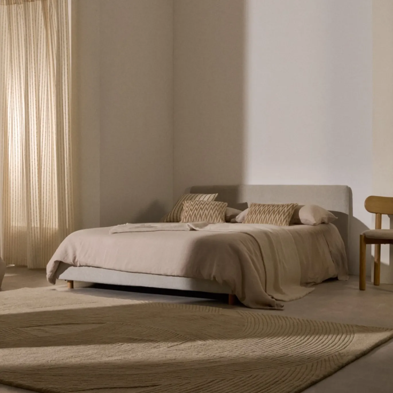 Kave Home Hoofdbord Valma Chenille Parel 160cm