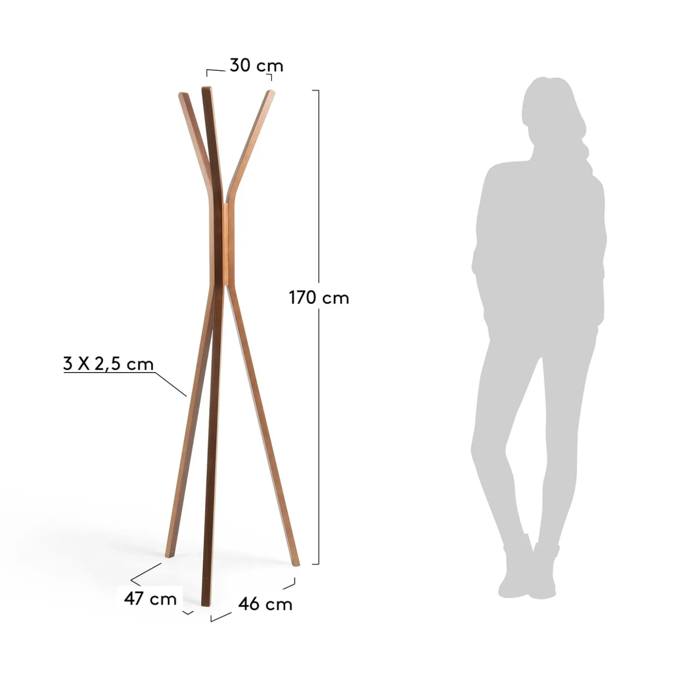 Kave Home Kapstok Chelsey Massief Rubberen Houten 170cm