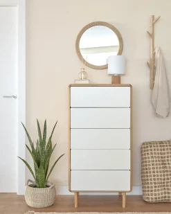 Kave Home Kast Anielle 5 Laden Massief Essenfineer 60x117cm