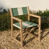 Kave Home Klapstoel Vilara Outdoor Acaciahout met Groen en Beige Strepen