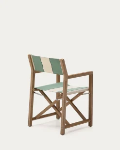 Kave Home Klapstoel Vilara Outdoor Acaciahout met Groen en Beige Strepen