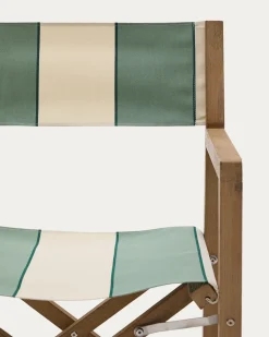 Kave Home Klapstoel Vilara Outdoor Acaciahout met Groen en Beige Strepen