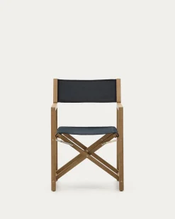 Kave Home Klapstoel Vilara Zwart Outdoor Acaciahout
