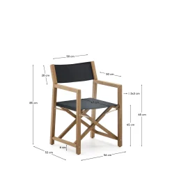 Kave Home Klapstoel Vilara Zwart Outdoor Acaciahout