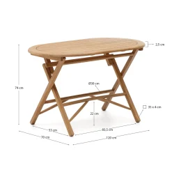 Kave Home Klaptafel Dandara Acaciahout Natuurlijk Ø120x60cm