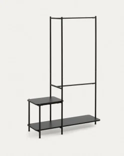 Kave Home Kledingroede met Bank Galatia Melamine en Metaal Zwart 100x150cm