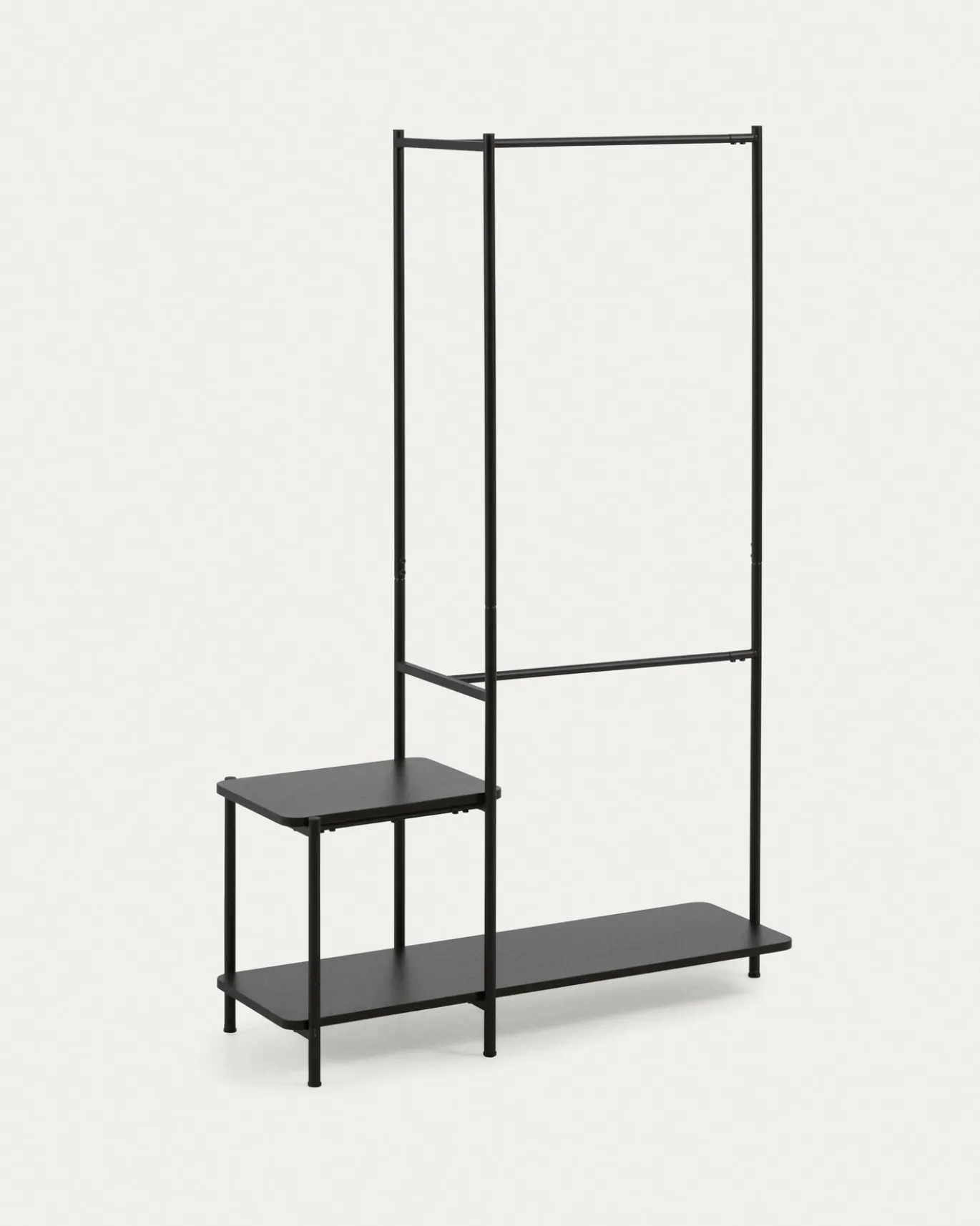 Kave Home Kledingroede met Bank Galatia Melamine en Metaal Zwart 100x150cm