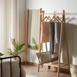 Kave Home Kledingroede Natane Eikenhout en Rotan 95x152cm