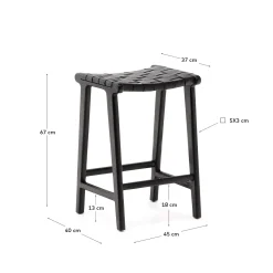 Kave Home Kruk Calixta Leer Zwart