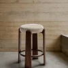 Kave Home Kruk Granite Beige Chenille En Essenhout Walnoot 75cm