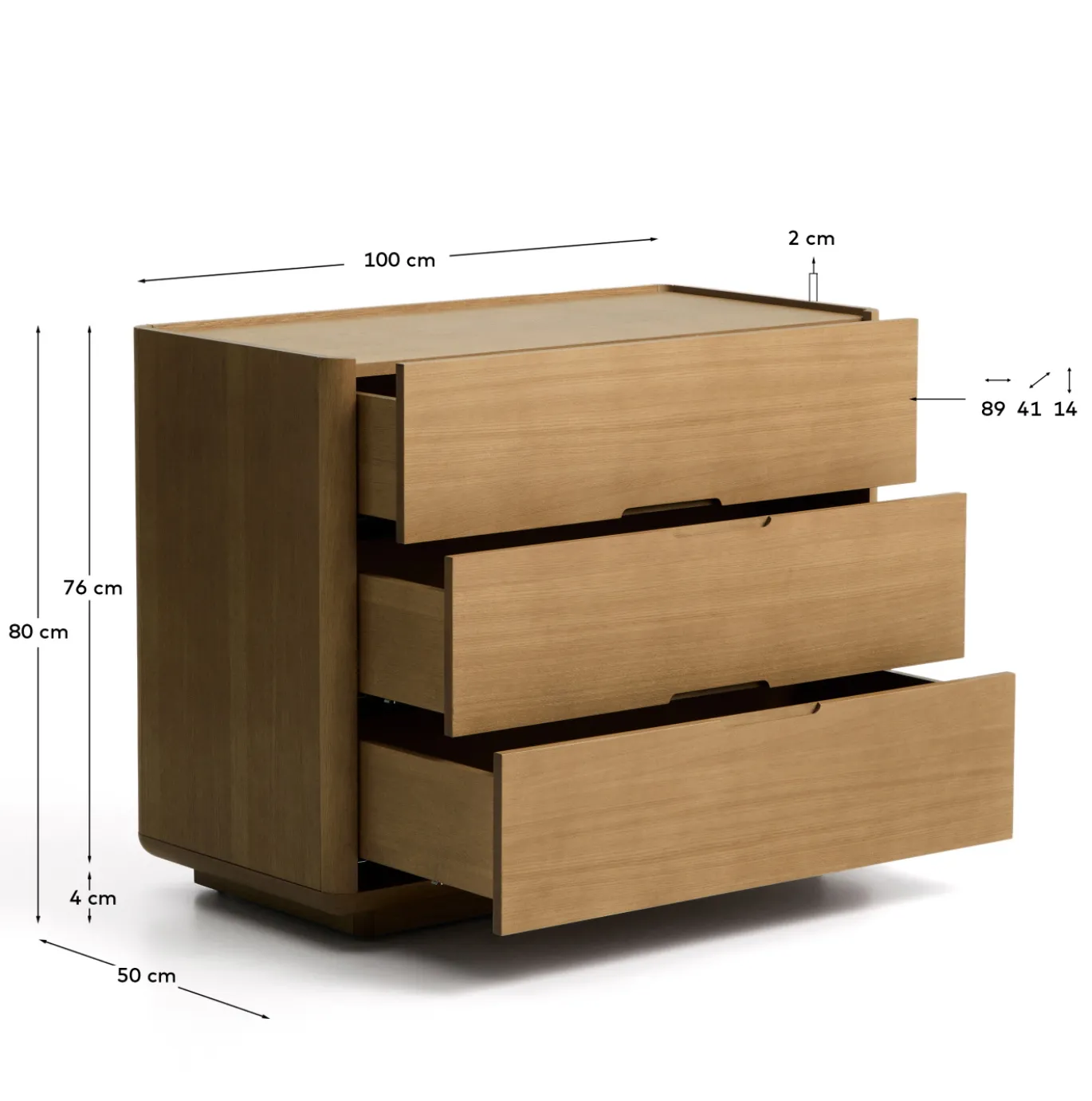 Kave Home Ladekast Arelida Eiken Lichtbruin 100cm