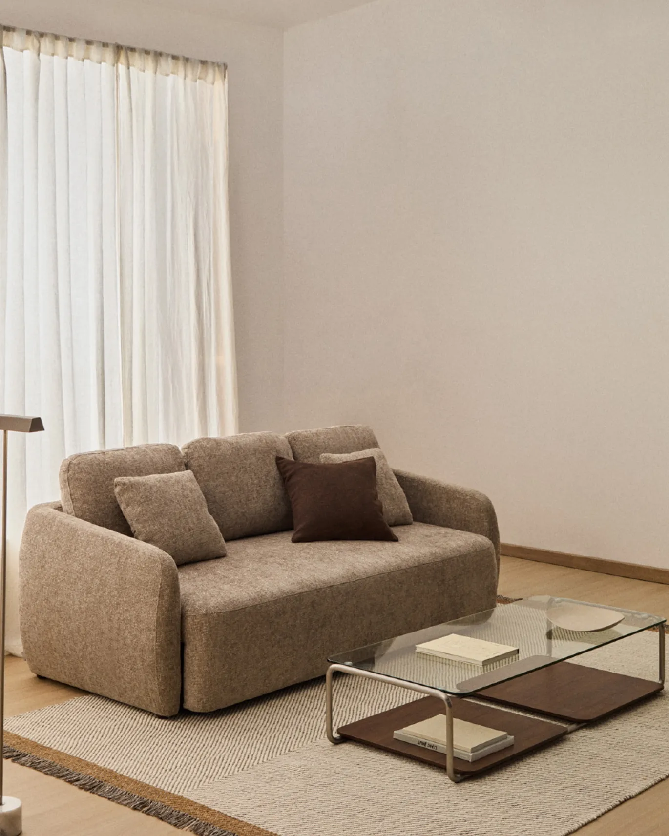 Kave Home Laira Slaapbank 3-zits Chenille Taupe