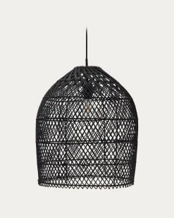 Kave Home Lampenkap Domitila Rotan Zwart Geschilderd Ø44cm