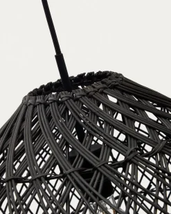 Kave Home Lampenkap Domitila Rotan Zwart Geschilderd Ø44cm