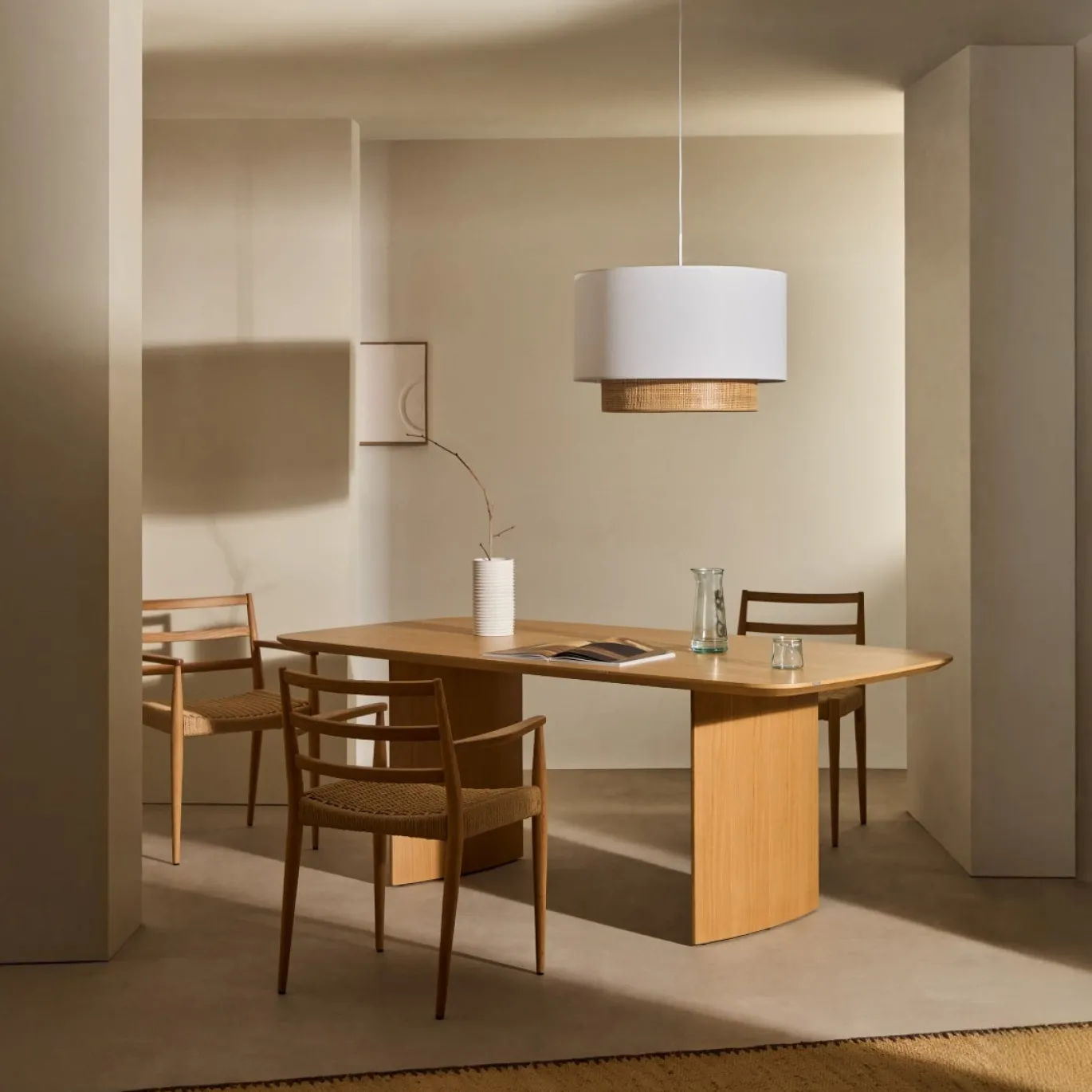 Kave Home Lampenkap Erna Wit/Naturel Ø60cm