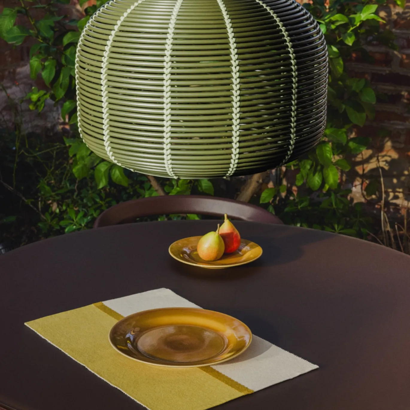 Kave Home Lampenkap Garoina Outdoor Rotan Groen Ø50cm