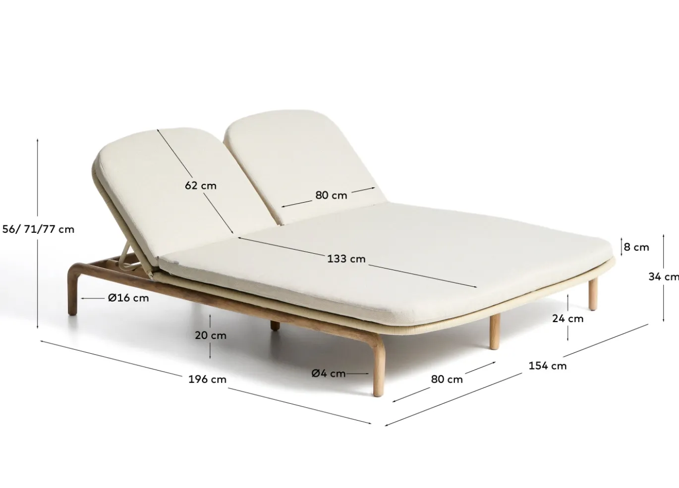 Kave Home Ligbed Alipa Acaciahout Beige 196x154cm