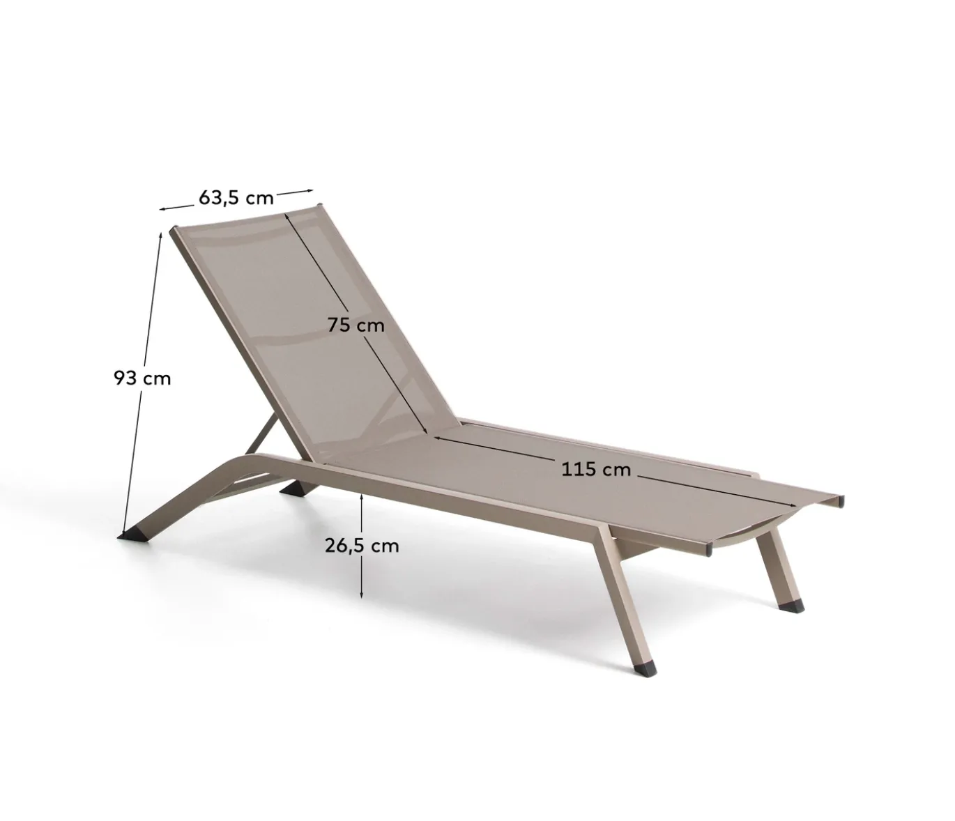 Kave Home Ligbed Capraia Stapelbaar Aluminium Taupe