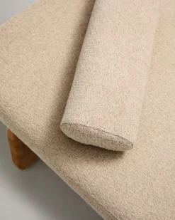 Kave Home Ligbed Topaz Divan Beige Chenille Essenhout Naturel 200cm