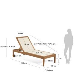 Kave Home Ligstoel Caterin Beige Verstelbaar Eucalyptushout