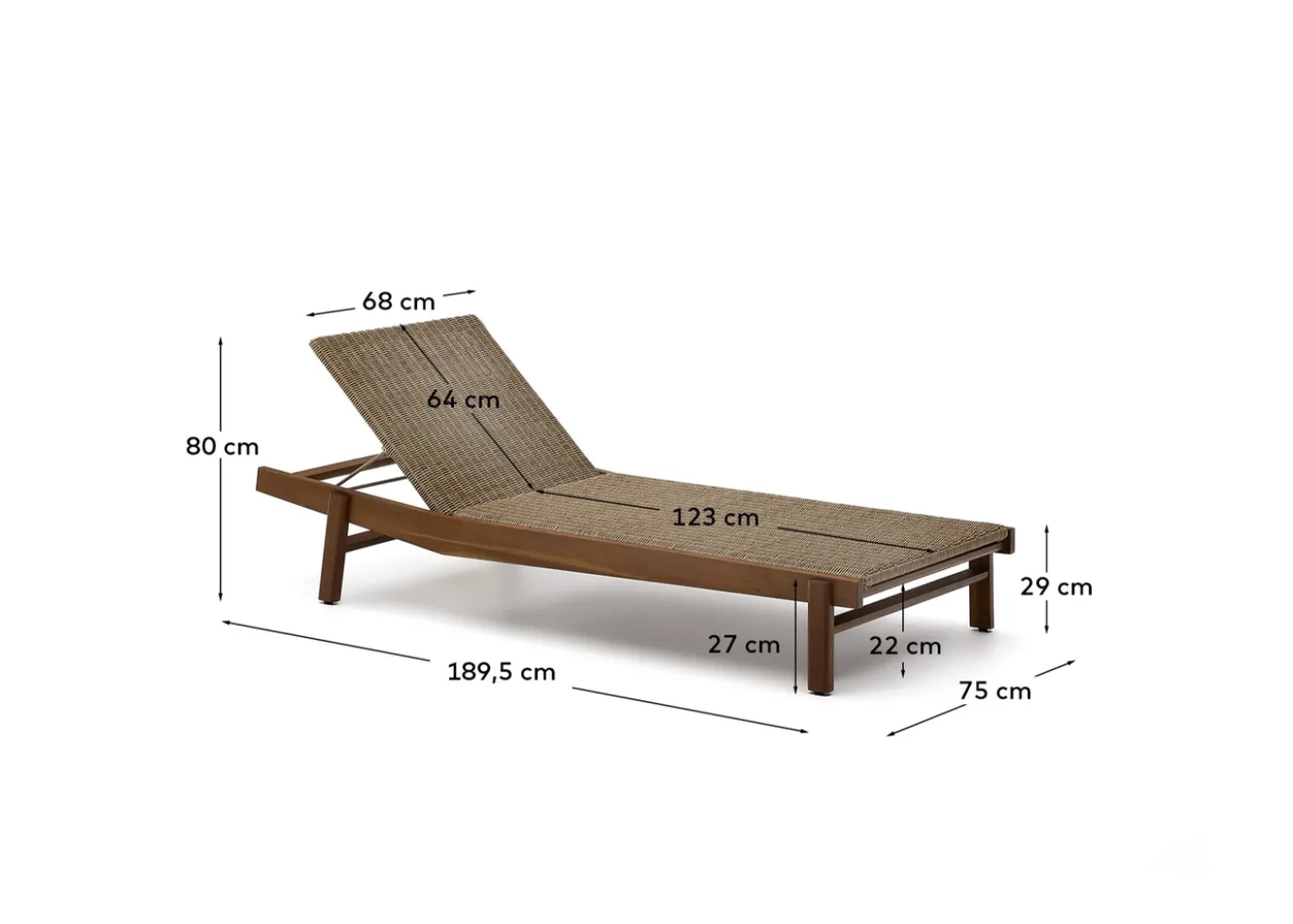 Kave Home Ligstoel Itani Acaciahout en Rotan