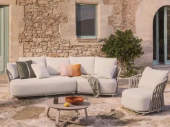 Kave Home Loungemodule Osani Rond Aluminium Beige Touw Taupe 167cm