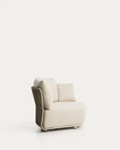 Kave Home Loungemodule Osani Rond Aluminium Beige Touw Taupe 167cm