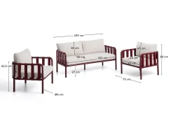 Kave Home Loungeset Omala Aluminium Burgundy