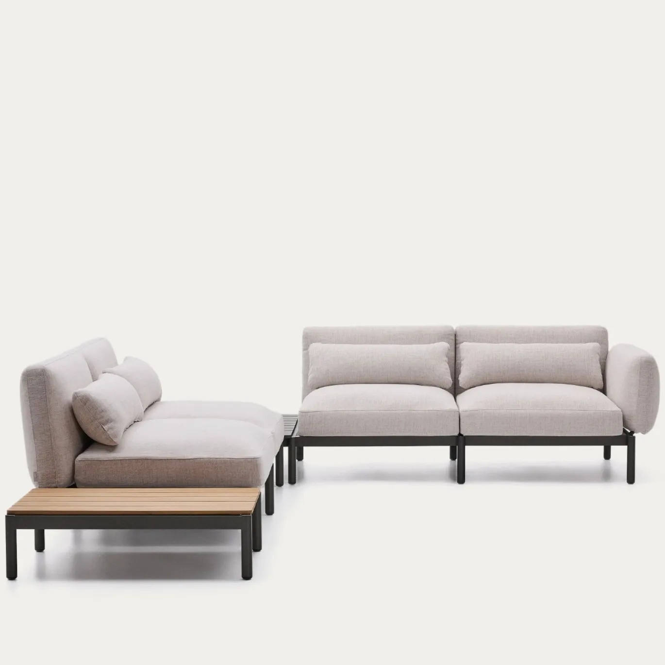 Kave Home Loungeset Sorells 4-Zits Beige/Naturel/Grijs
