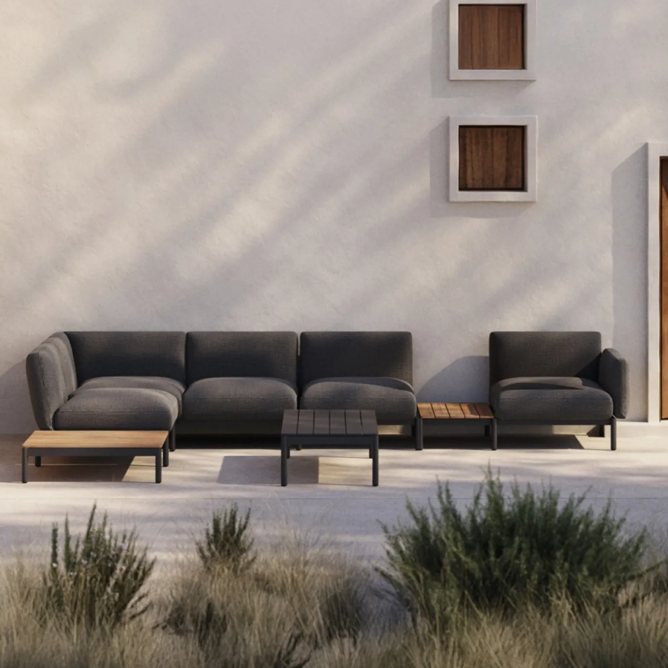 Kave Home Loungeset Sorells 5-Zits Grijs/Naturel