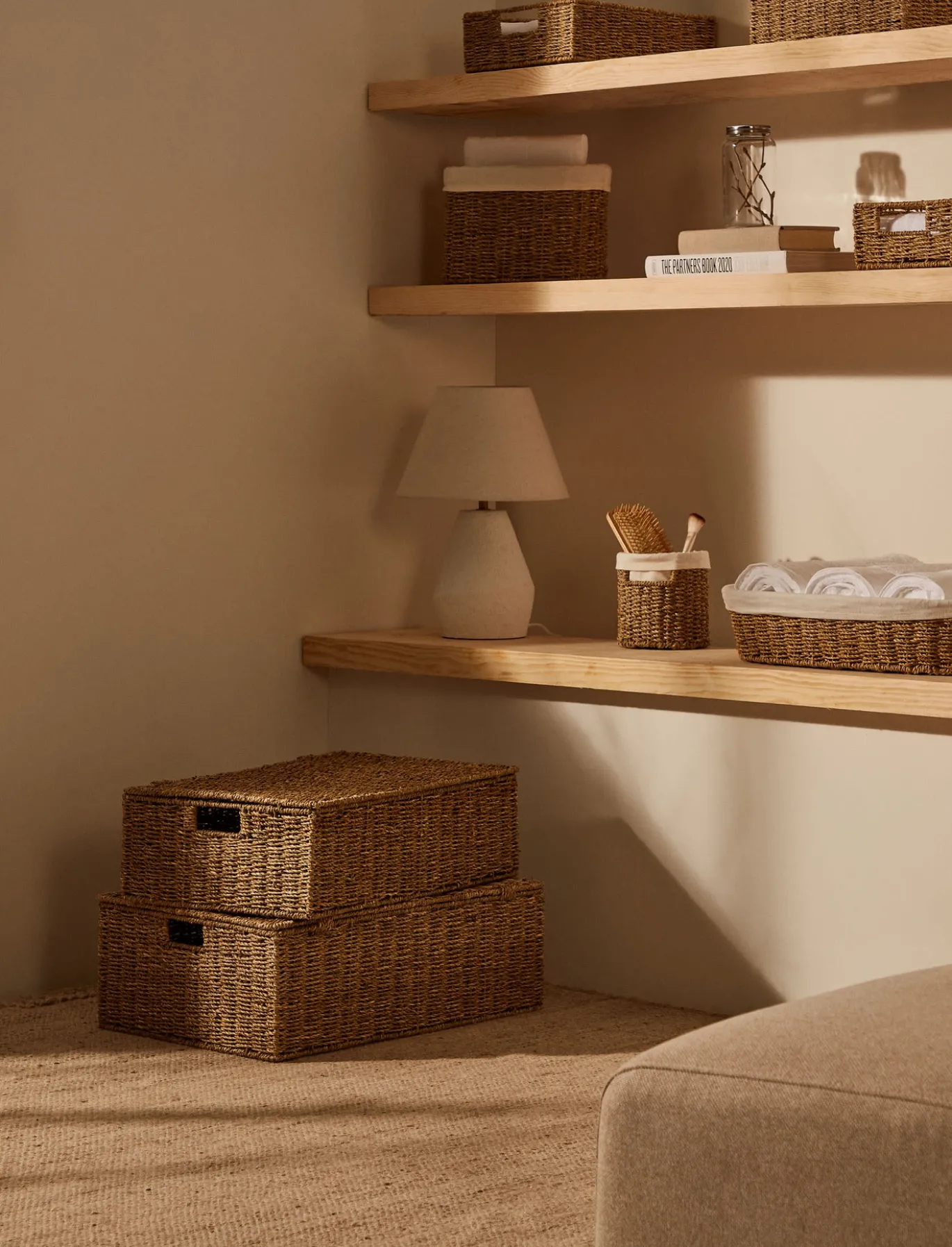 Kave Home Mand Tossa Set van 2 Naturel 57x36cm/60x40cm