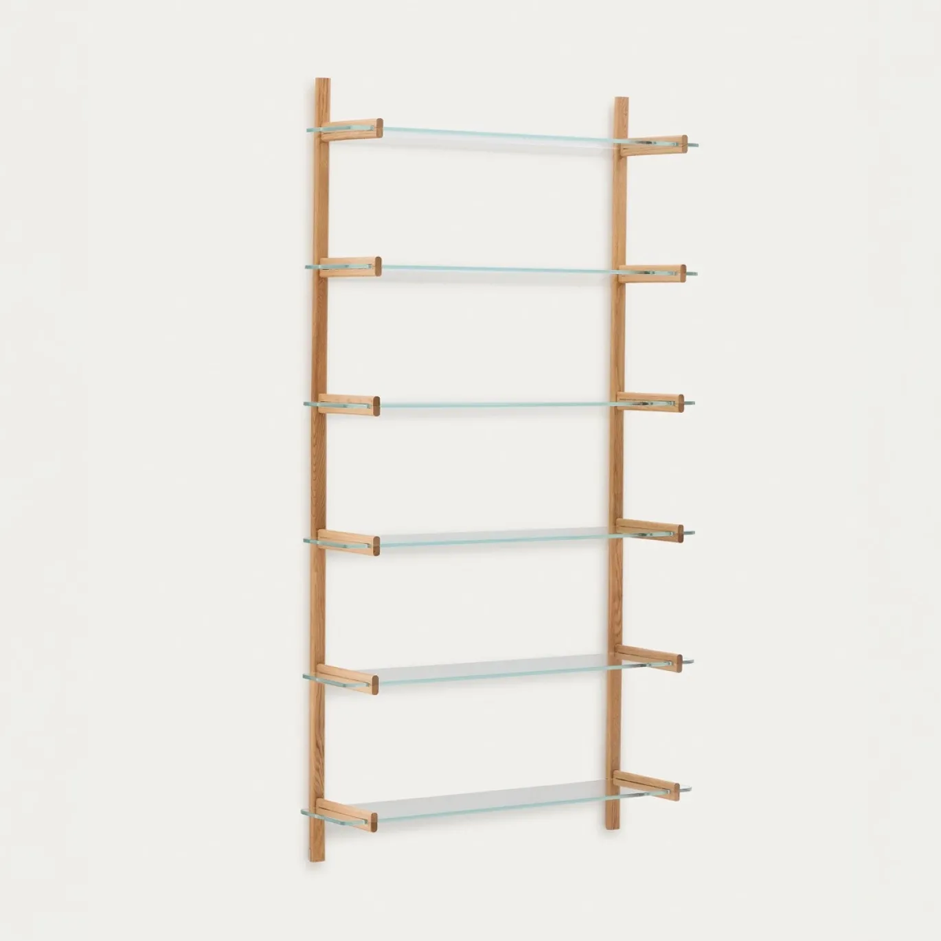 Kave Home Modulair Wandrek Sitra 6 Glazen Planken Eikenhout 110cm