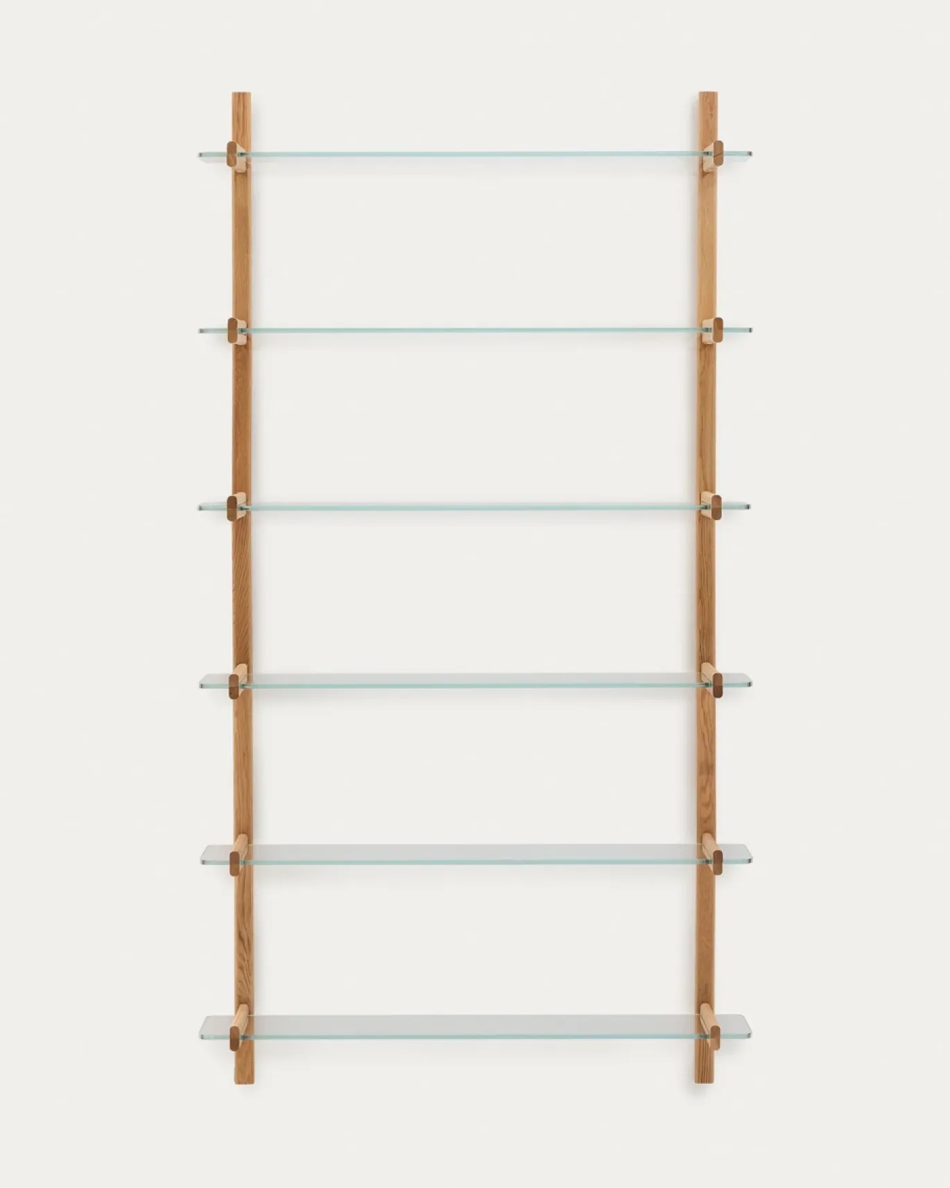 Kave Home Modulair Wandrek Sitra 6 Glazen Planken Eikenhout 110cm