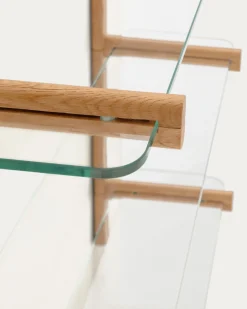 Kave Home Modulair Wandrek Sitra 6 Glazen Planken Eikenhout 110cm