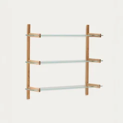 Kave Home Modulair Wandrek Sitra 3 Glazen Planken Eikenhout 110cm