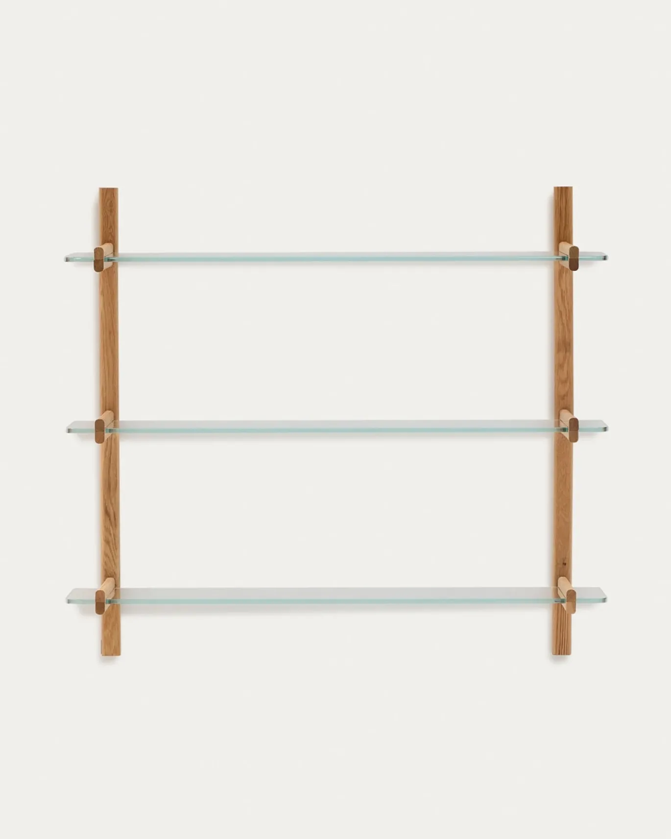 Kave Home Modulair Wandrek Sitra 3 Glazen Planken Eikenhout 110cm